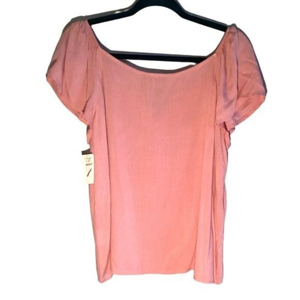 Vertiche Women Pink Summer Blouse NWT Size XL Rounded neck capped short Sleeves - Picture 4 of 10